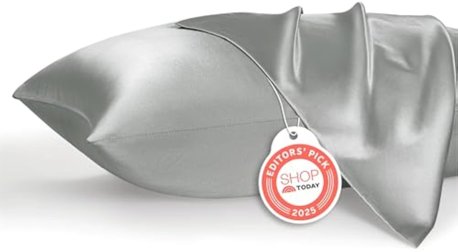 Bedsure Satin Pillowcase, Similar to Silk Pillow Cases Queen Size Set of 2, Cooling Pillow Case Covers with Envelope Closure, Christmas Room Decor Gifts for Women Men, Silver Grey, 20x30 Inches, 2pcs