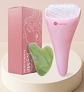 BAIMEI IcyMe Ice Roller for Face and Gua Sha Facial Tool Set, Ice Face Roller Reduces Puffiness Relieves Migraines Skin Care Tools, Self Care Gift for Women - Pink