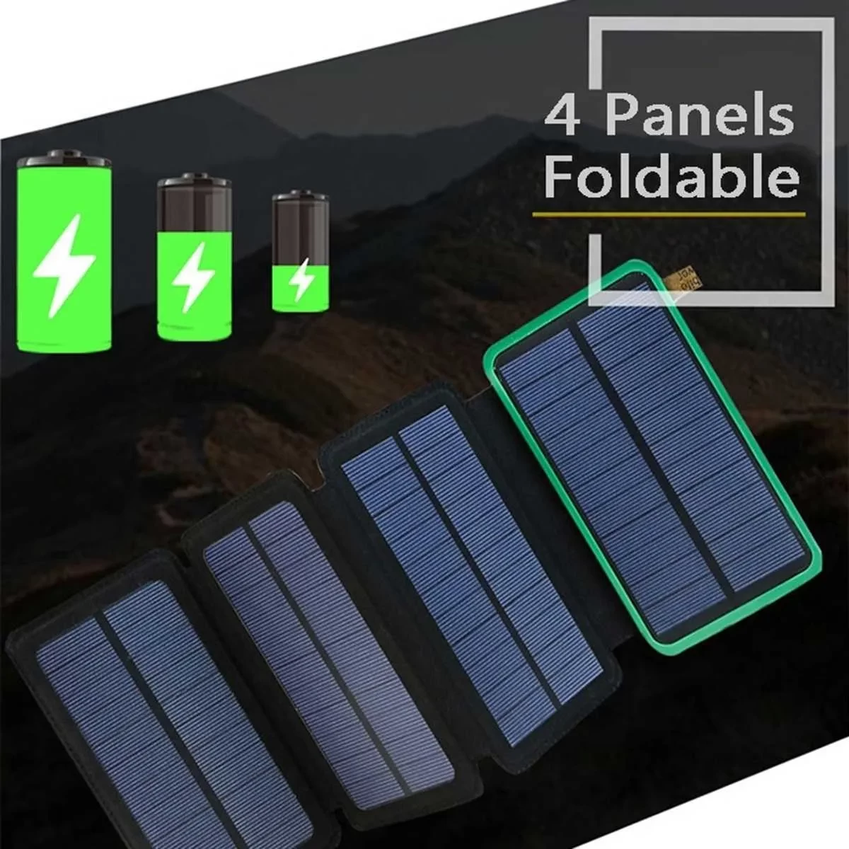 Free Customize LOGO 18000mAh Panels Foldable Solar Energy Mini Waterproof Solar Power Bank Fast Charger Battery 2 USB Port LED Light Torch