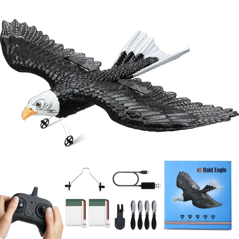 Succebuy Rc Plane Wingspan Eagle Aircraft Fighter 2.4G 2ch with 2 Batteries 6Axis Glider Airplane Foam Boys Toys for Children