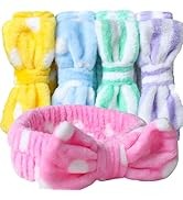 Teenitor 5pcs Makeup Headband with Removable Bow, Spa Headband for Washing Face for Teen Girls Women, Christmas Gifts Basket for Teens Girls Party, Skin Care Hairband
