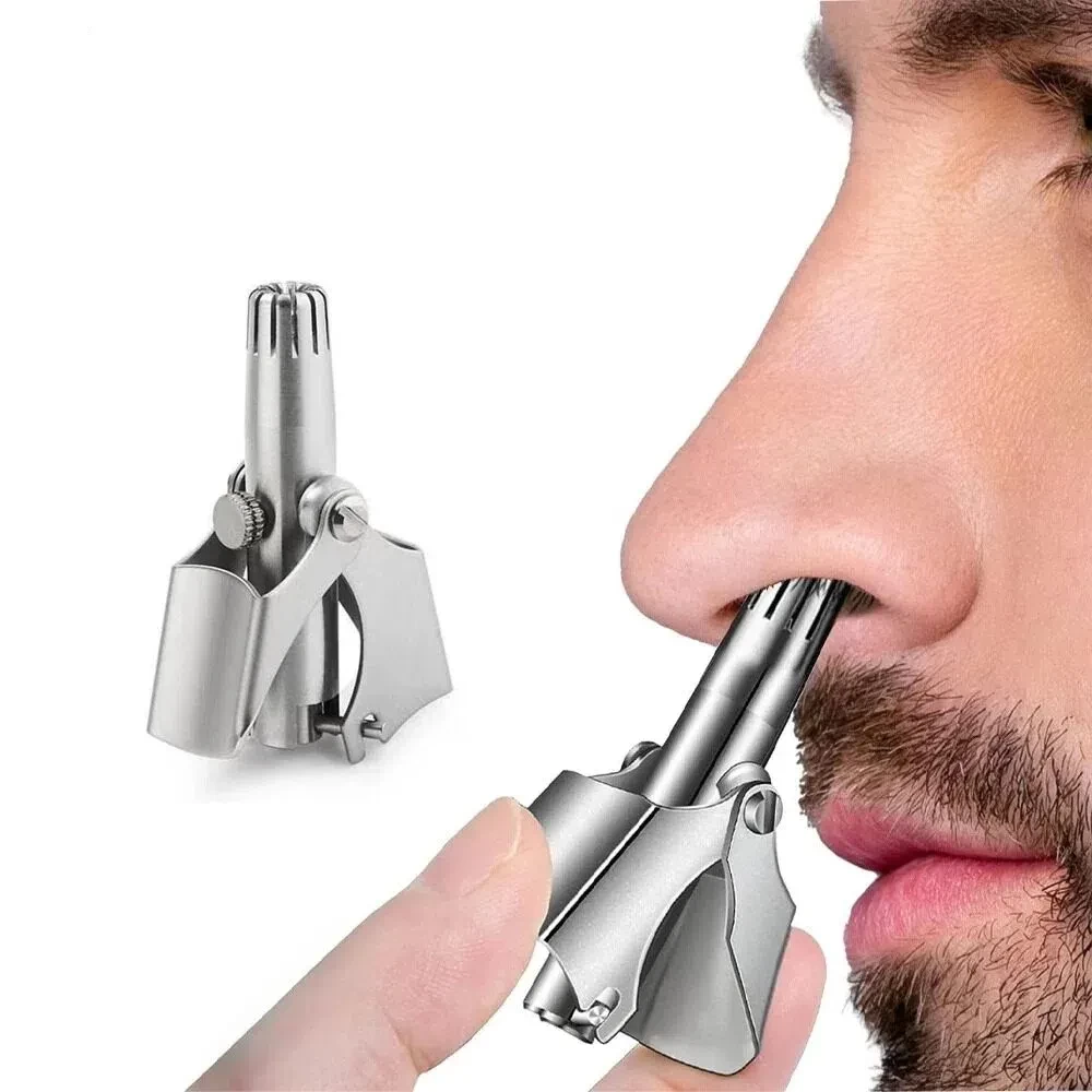 Manual Nose Hair Trimmer for Men Women, Reusable Portable Ear Nose Trimmer, Waterproof Stainless Steel Blades with Cleaning Brush, LISI