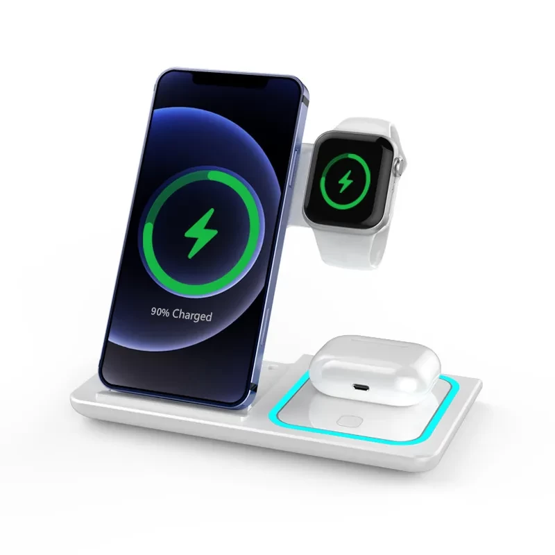 15W 3 in 1 Wireless Charging Charger Station Compatible for iPhone 14 13 12 Apple Watch AirPods Pro Qi Fast Quick Chargers for Cell Smart Mobile Phone DHL