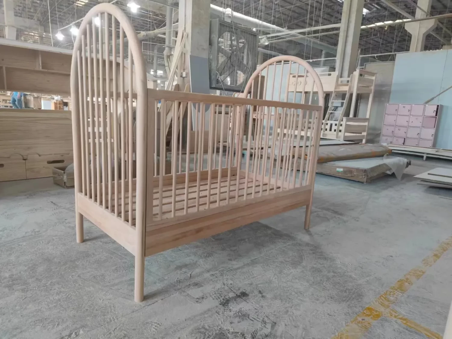 New 2025 Kids' Cribs Height Adjustable Baby Beech Cot Wooden Cot Designs New Born Wooden Cribs for Baby Bedroom Furniture