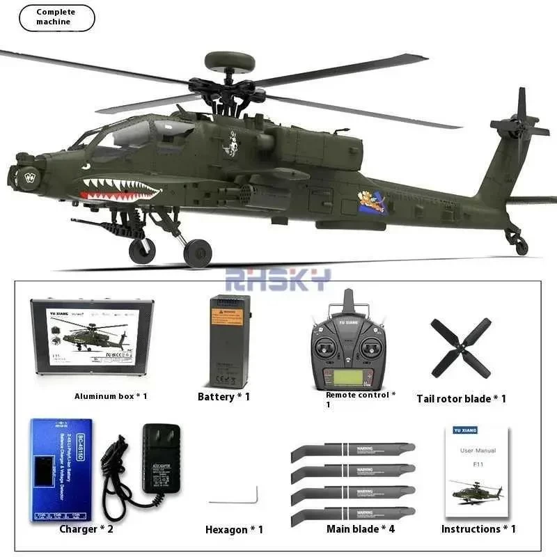 Yuxiangs New F11 Apache Armed Rc Remotecontrolled Helicopter 3d Reverse Flight 6 Navigation Model 1 32 Simulation Drone
